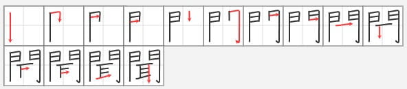 Kanji kiku - escutar, ouvir, perguntar - ordem dos traços